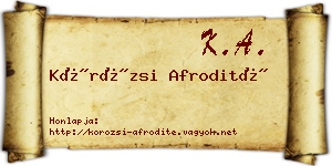 Körözsi Afrodité névjegykártya